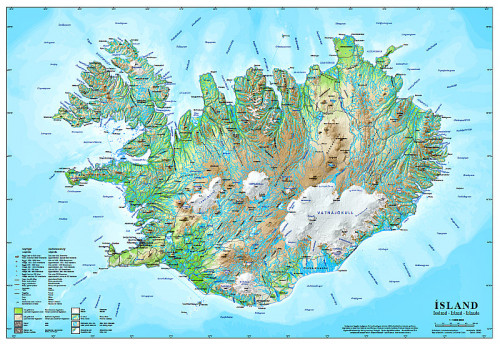 Íslandskort - veggmynd